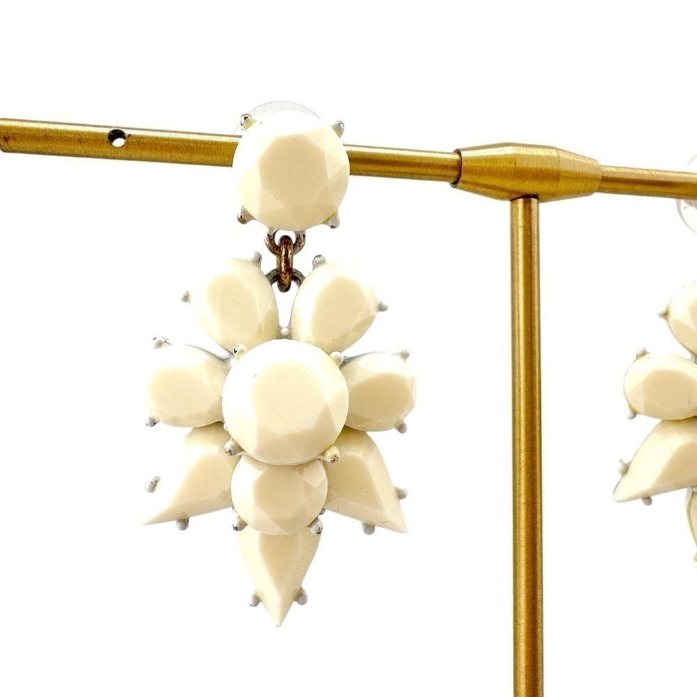 J Crew Earrings, Chunky Mod Style in Cream Ivory with White Enamel - Picture 8 of 8